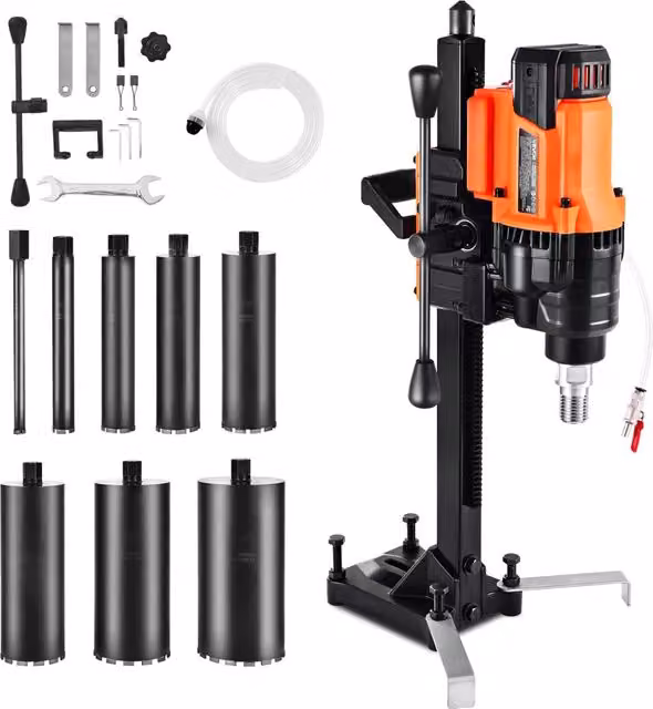 Carotatrice per calcestruzzo Z1Z-CF-9200 3000 W con supporto trapano a carotaggio secco e umido 8 punte diametro 20-200 mm per fai da te