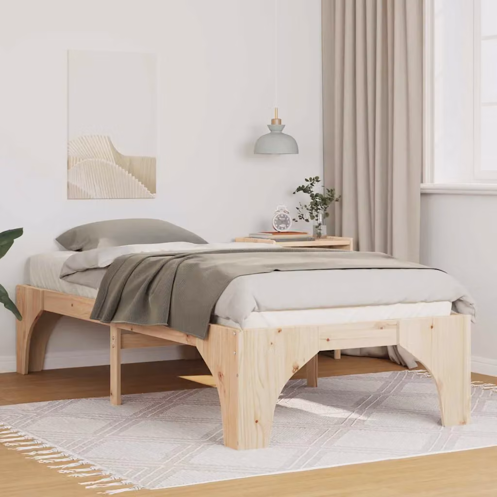 Struttura del letto moderna vidaXL in pino massello marrone L 75 cm x P 190 cm