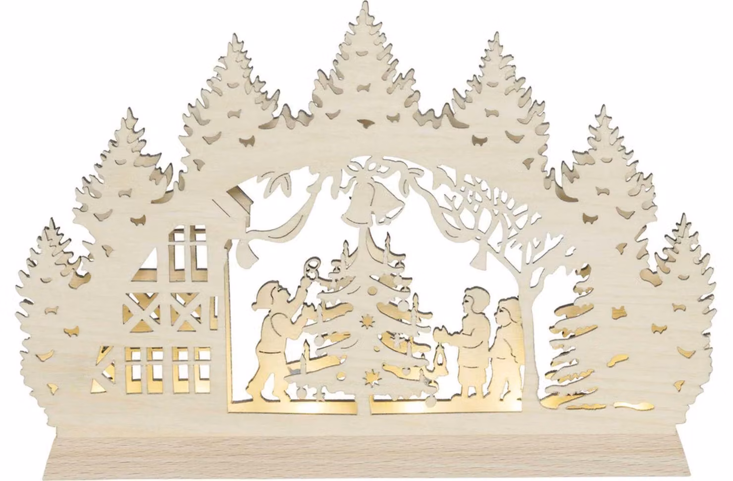 Albero di Natale decorativo natalizio con luci LED, ideale per bambini, colore naturale, dimensioni 23,5x16x3 cm, nuovo