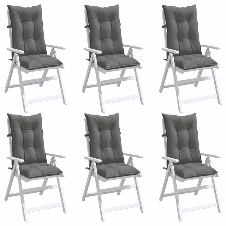 Set di 6 cuscini per sedia con schienale alto vidaXL in tessuto resistente ai raggi UV, colore grigio mélange, L 120 x P 50 x H 7 cm
