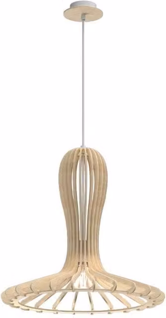 Lampada a sospensione boho RINA Amplex in legno e bianco, dimmabile, con attacco E27