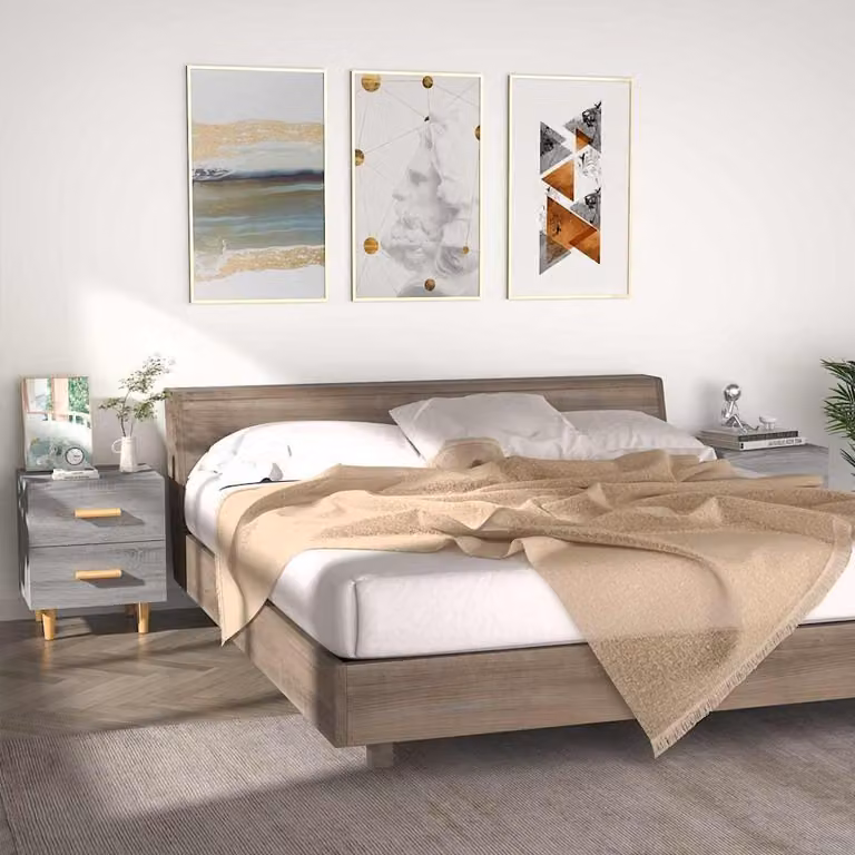 Set di 2 comodini vidaXL in stile scandinavo, colore grigio Sonoma, L 40 cm x P 35 cm x H 47,5 cm