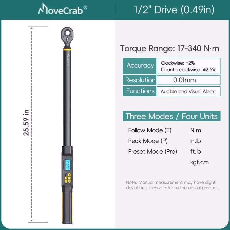 Chiave dinamometrica, misura di alta precisione, design compatto, 17-340N.m