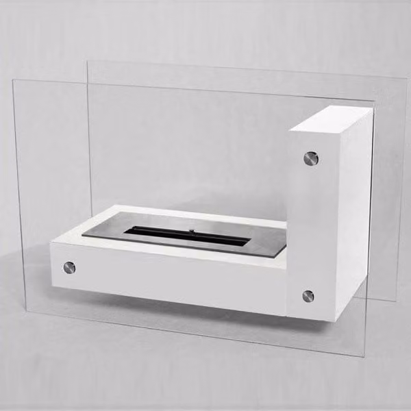 Biocamino da pavimento freestanding OUTINFIRE APO L GLASS colore Bianco L/P/H: 60,5 x 40,5 x 26,0 cm