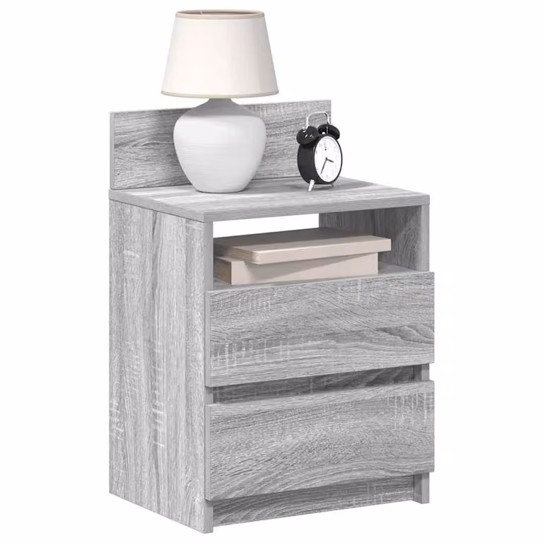 Set di 2 comodini vidaXL con 2 cassetti, colore grigio, L 40 cm x P 33 cm x H 60 cm