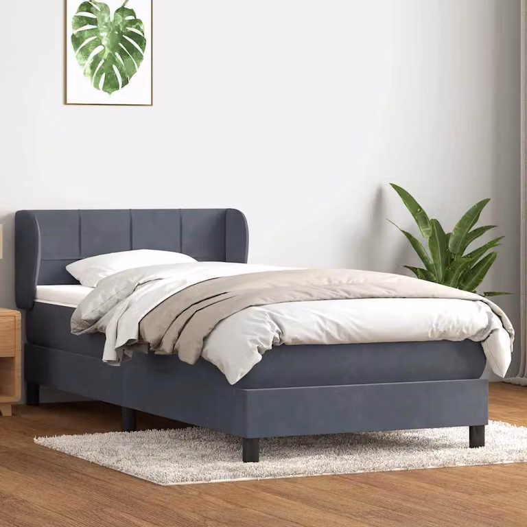 Maison Exclusive - Giroletto a Molle con Materasso Grigio Scuro 80x220 cm Velluto