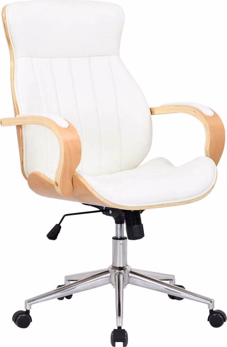 Sedia da ufficio in Pelle finta - Sedia da ufficio ergonomica - Design girevole a 360° | Colore: bianco/naturale