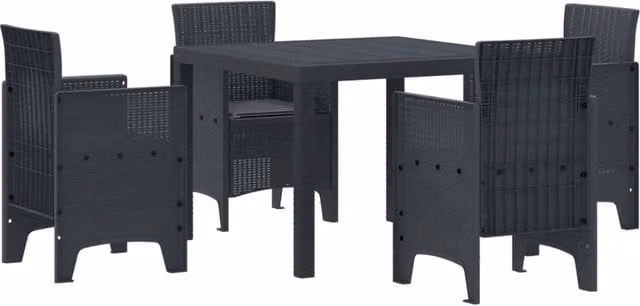 Set da Pranzo per Giardino 5 pz Antracite Polipropilene 3378535