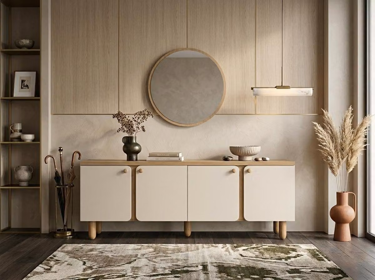 Elegante credenza con specchio per una sala da pranzo o un soggiorno di classe