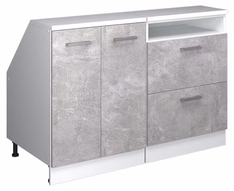 Mobile cucina sottotetto Vicco R-Line Calcestruzzo 120 cm Set di 2 carcasse armadio profondità 60 cm, Model 60332