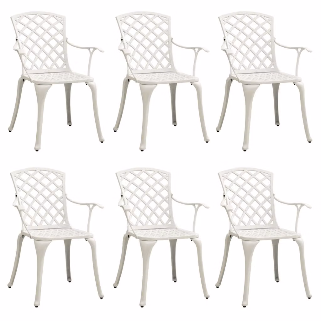 Sedie da Giardino 6 pz in Alluminio Pressofuso Bianco
