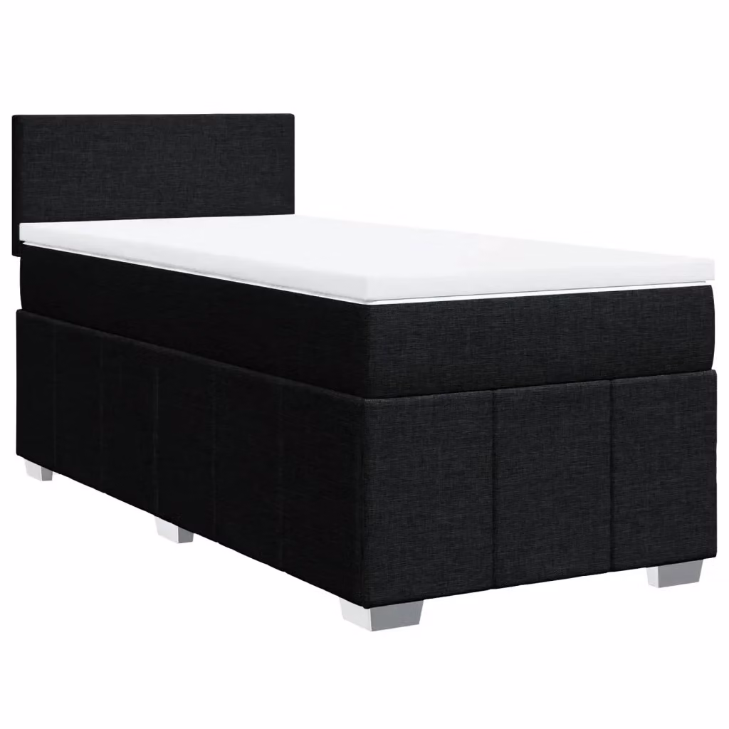 Letto Ibrido vidaXL con Giroletto a Molle e Materasso in Tessuto Nero e Bianco L/P: 90 x 200 cm – 2