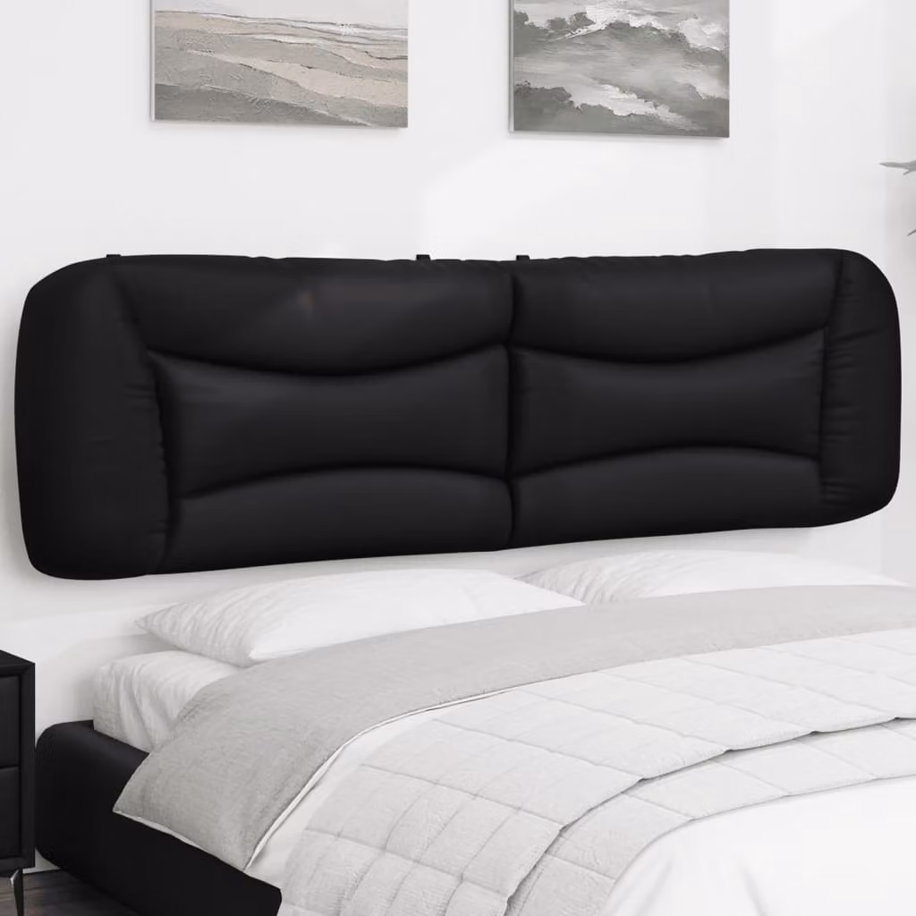 Testiera per letto imbottita vidaXL Hvar in similpelle nera L: 180 cm, H: 190 cm, P: 15 cm