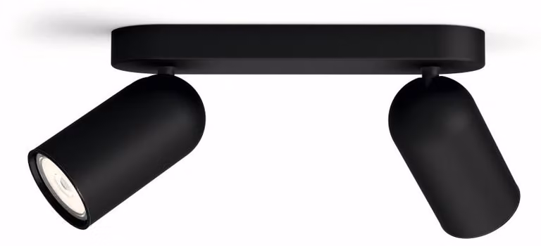 Philips myLiving 5058230pn GU10 luce nera spot - luce spot (nero, metallo, GU10, 2 lampadine (S), 10 W, 8,2 mm)