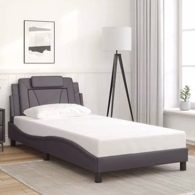 Letto giroletto Viana vidaXL in similpelle grigia con doghe in legno, L/P/H: 218 x 105 x 150 cm – 1