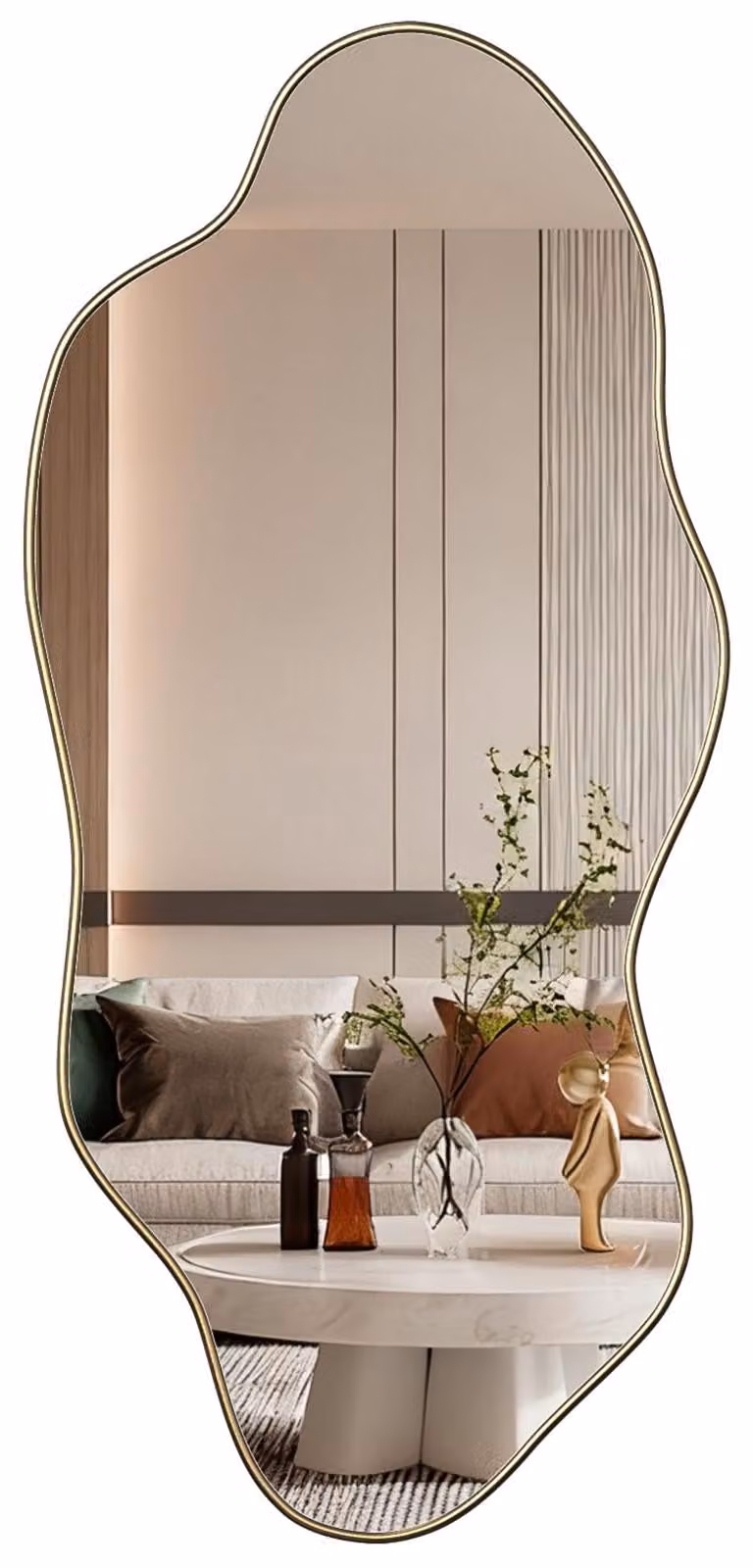 Specchio da parete, asimmetrico, 120x55 cm, design moderno, ideale per bagno e soggiorno