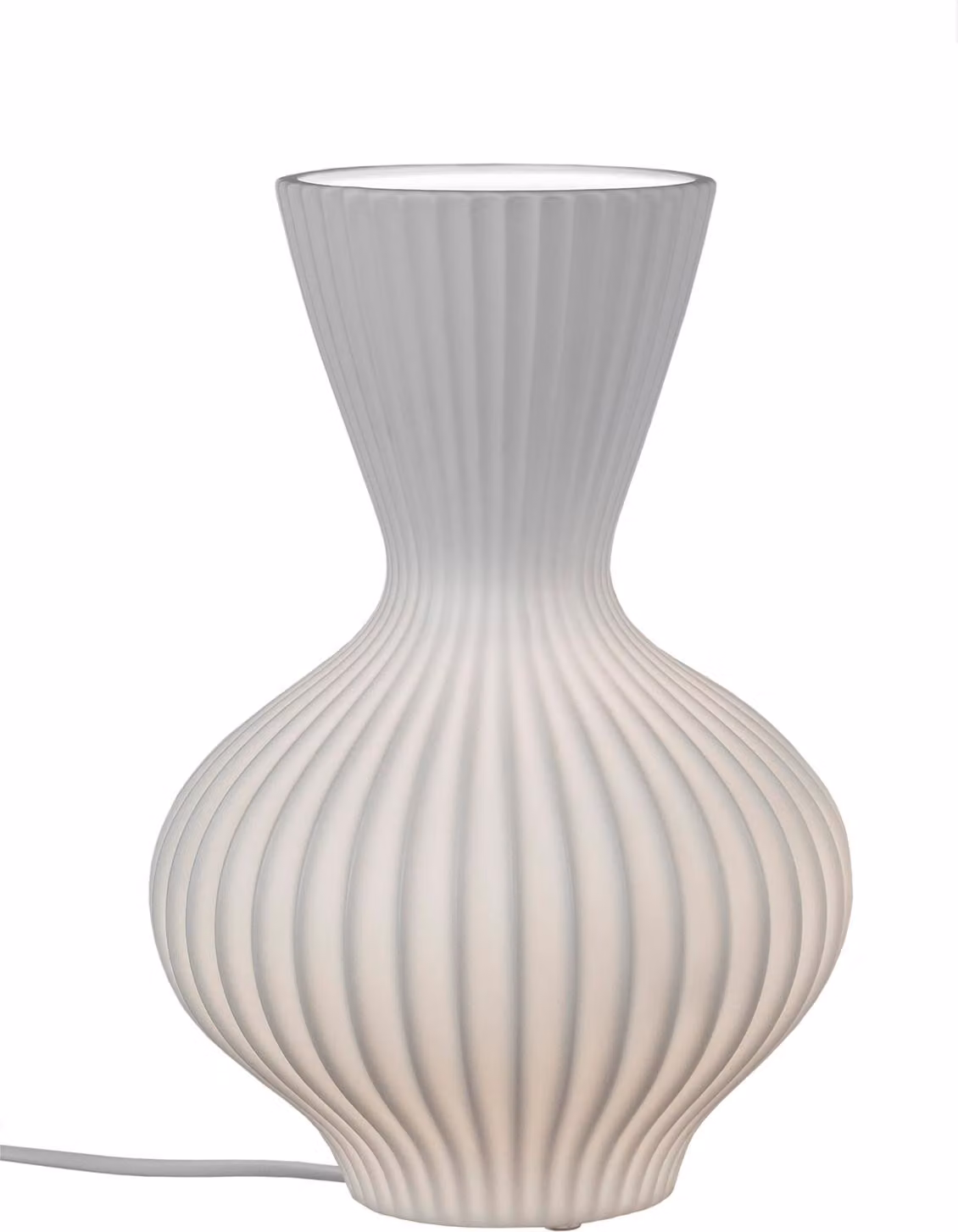 Lampada da tavolo in Vetroceramica bianca con scanalature 20 x 30 cm formano