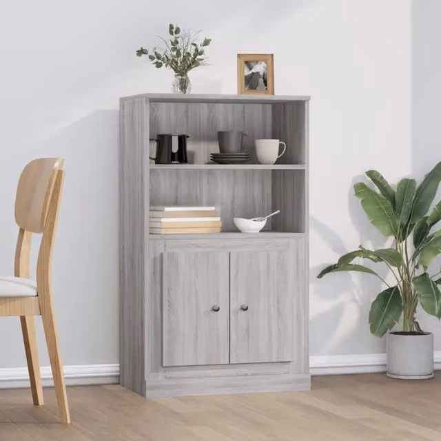 Credenza moderna vidaXL in legno multistrato grigio, sospesa a parete, L: 60 cm, P: 35,5 cm, H: 103,5 cm – 1