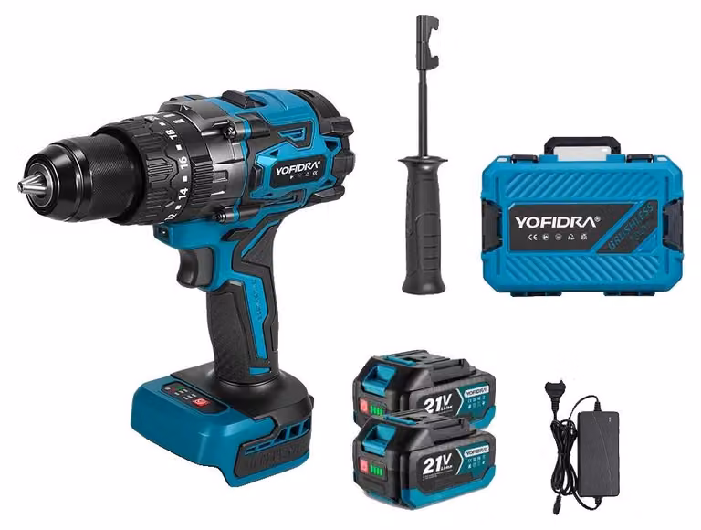 Trapano avvitatore a batteria, motore brushless, coppia di 900 Nm, 2 set di batterie, spina europea da 220V-240V