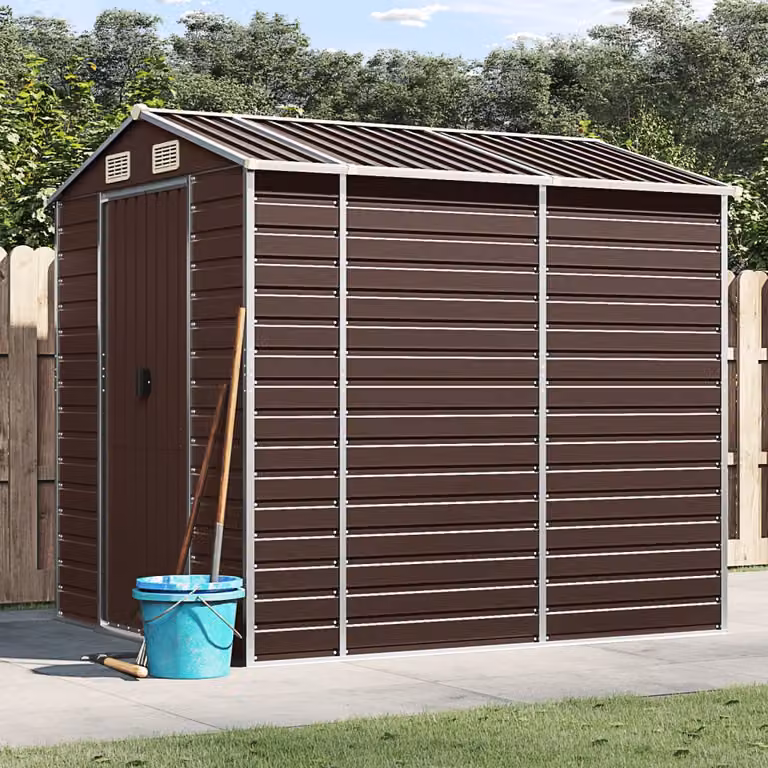 Casetta da giardino vidaXL in acciaio zincato marrone L 191 cm x P 215 cm x H 198 cm