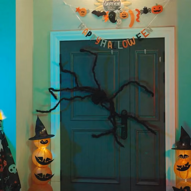 Set di 6 decorazioni a forma di ragno per Halloween vidaXL, colore nero, altezza: 75 cm