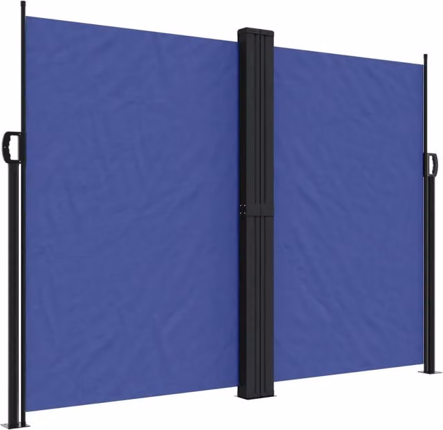 Tenda parasole laterale retrattile manuale in poliestere e acciaio, colore blu, L: 1200 cm, H: 180 cm