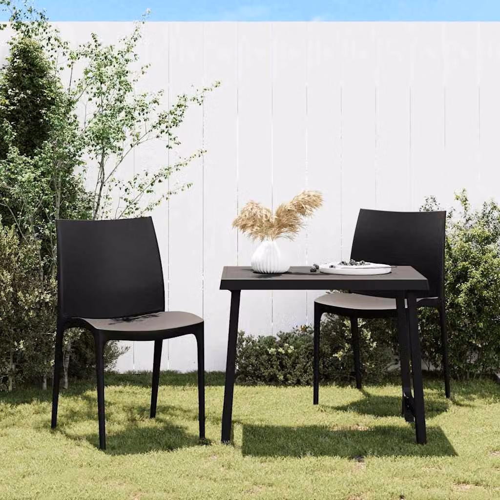 Set di 2 sedie da giardino impilabili vidaXL in polipropilene color antracite L: 50 cm, P: 46 cm, H: 80 cm