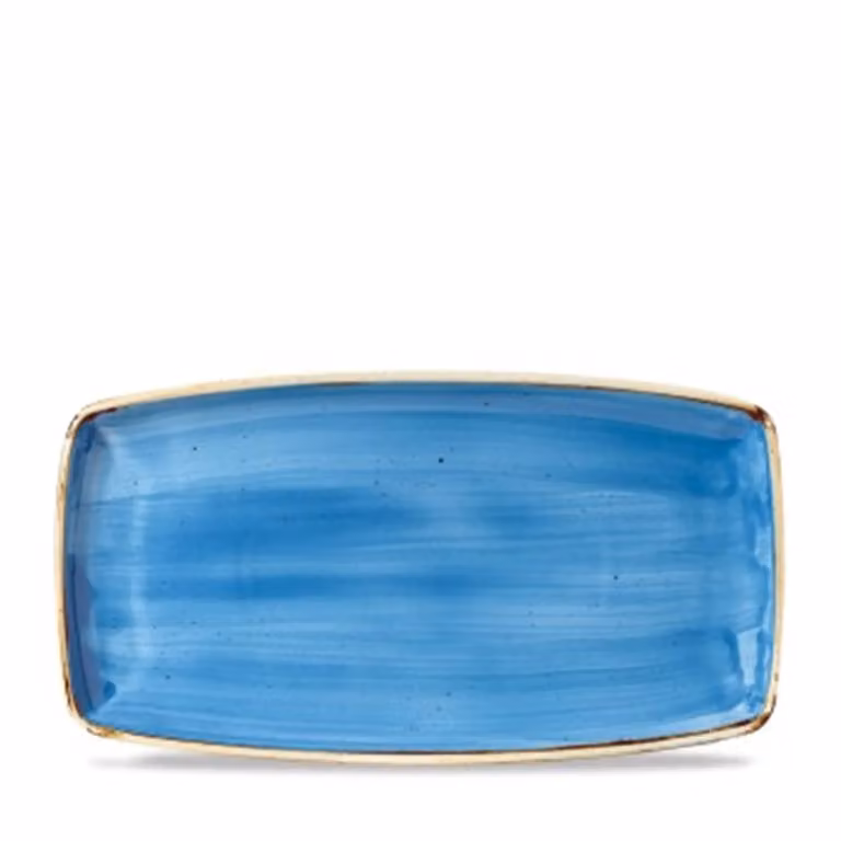 Piatto da portata oblungo in porcellana blu stone, cm. 35x19, 12 pezzi