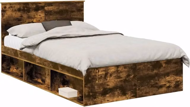 Letto matrimoniale | Letto per adulti | Struttura del letto Rovere fum¨¦ 120 x 190 cm Legno multistrato