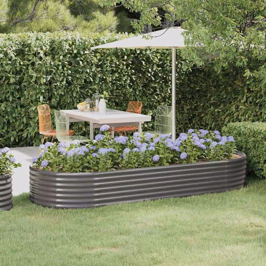 Letto rialzato da giardino vidaXL in acciaio zincato grigio L: 249 cm, P: 100 cm, H: 36 cm