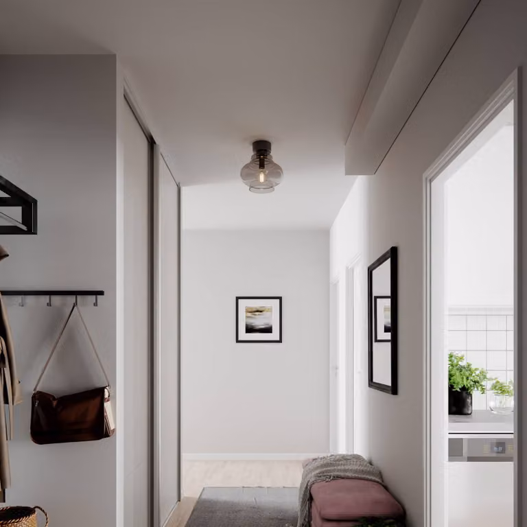 By Rydéns Plafoniera soffitto Dolores, dimmerabile, Alluminio / Grigio / Zincato, Soggiorno / Sala da pranzo, Vetro, Scandinavo, Plafoniera