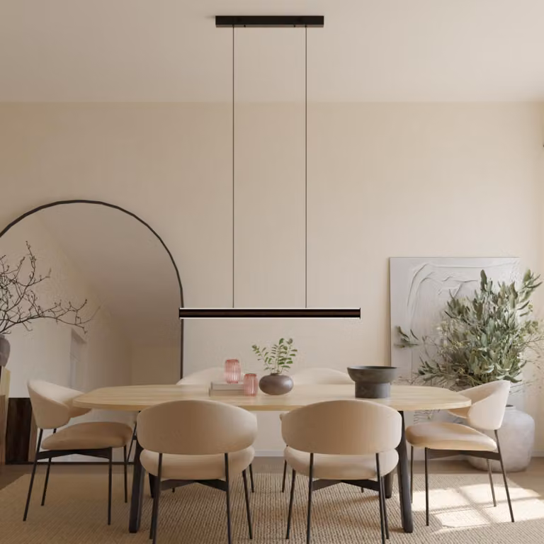 LUMIÈRE Design Lampada a Sospensione 'Kalea' 150cm Effetto Legno LED dimmerabile Nero