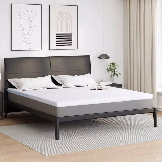 Topper per materasso-Materassino Bianco 180 x 200 cm Tessuto Jacquard 411849