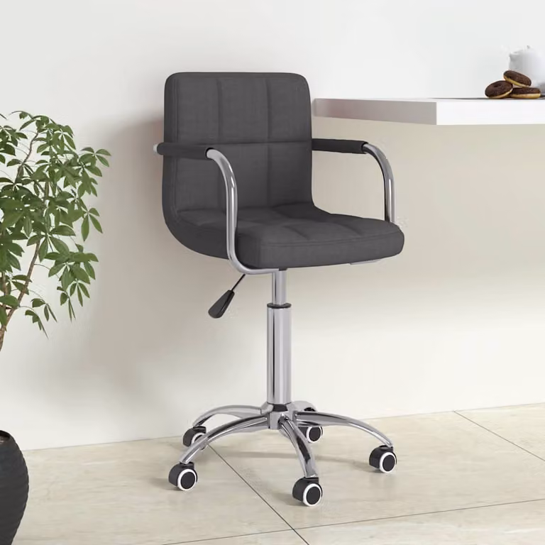 Sedia da ufficio girevole moderna vidaXL in tessuto grigio con ruote per home office