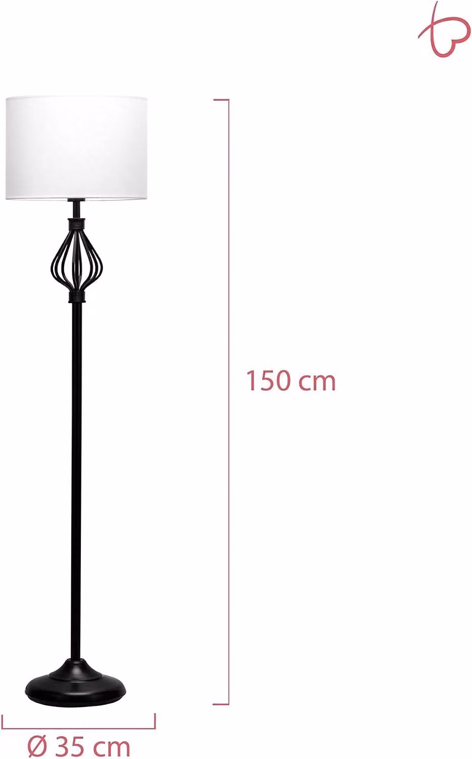 Paulmann Pauleen Lampada da terra Grand Beauty 150 cm Nero max. 20W E27 con interruttore