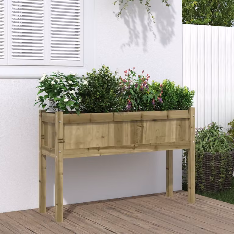 vidaXL Fioriera da Giardino in Legno Marrone L: 110 cm, P: 31 cm, H: 70 cm
