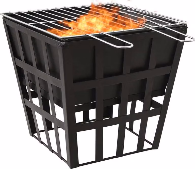 Braciere e Barbecue 2 in 1 34x34x48 cm in Acciaio
