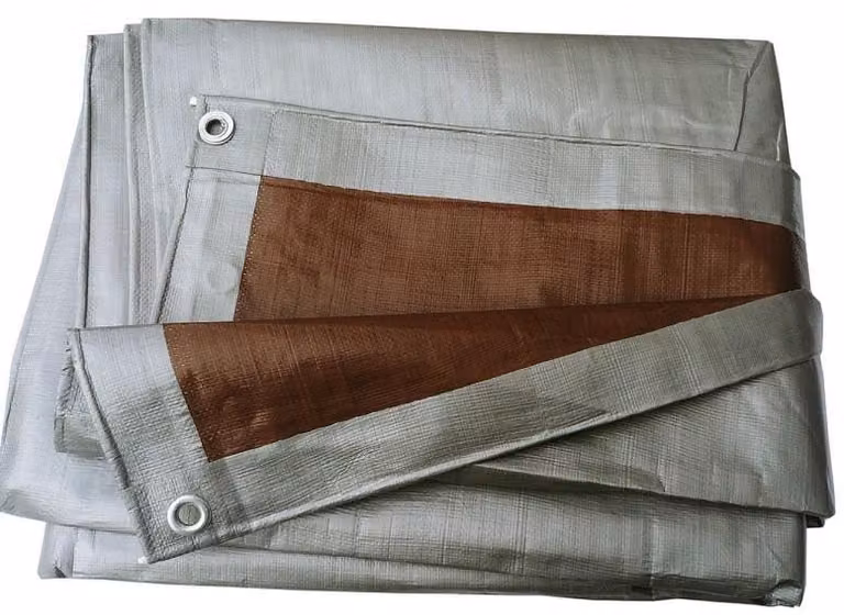 Tessuto piano color argento-marrone, dimensioni 5x8 metri, molto spesso (210 g/m2)