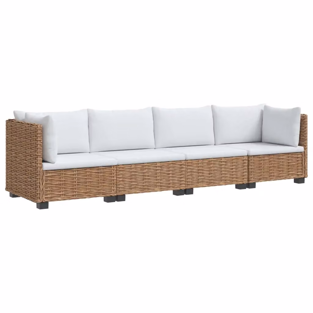 Set Lounge da Giardino a Forma di L vidaXL in Polyrattan con Cuscini Beige e Bianco – 2