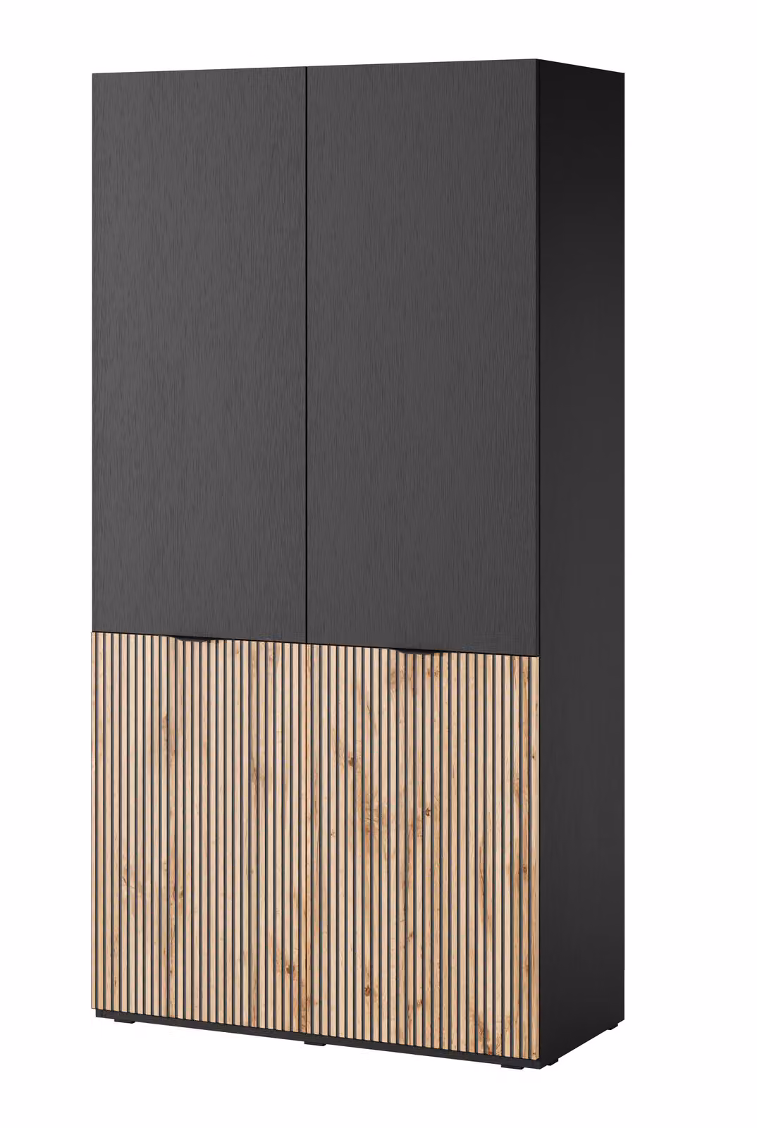 Armadio: due ante, colore: grafite nero e rovere Wotan