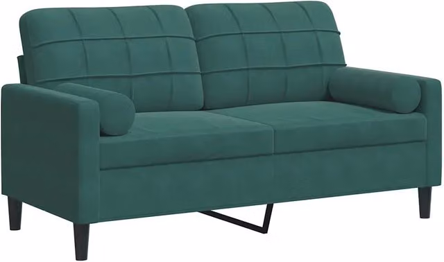 Divano | Divano da soggiorno | Sofa a 2 Posti con Cuscini Verde Scuro 140 cm in Velluto
