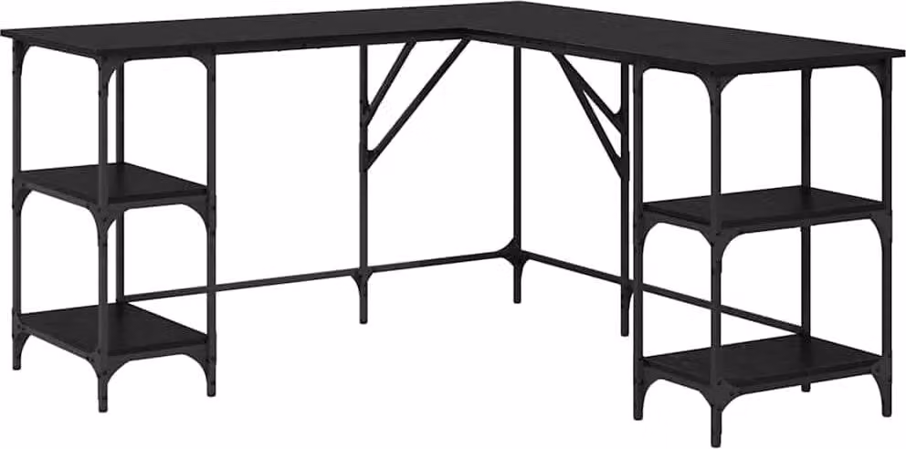 Scrivania Rovere Nero 139 x 139 x 75 cm Legno multistrato