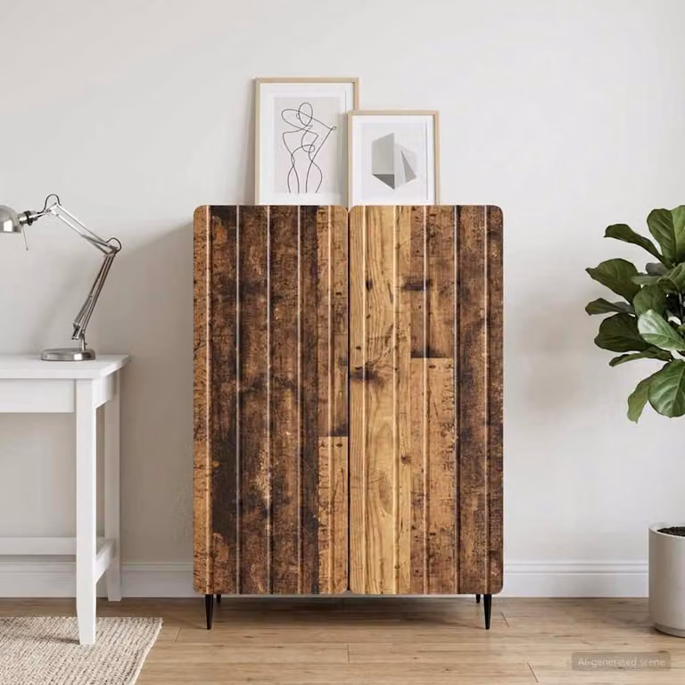 Credenza vidaXL in legno antico e metallo, colore marrone, L 66 x P 34,5 x H 92 cm