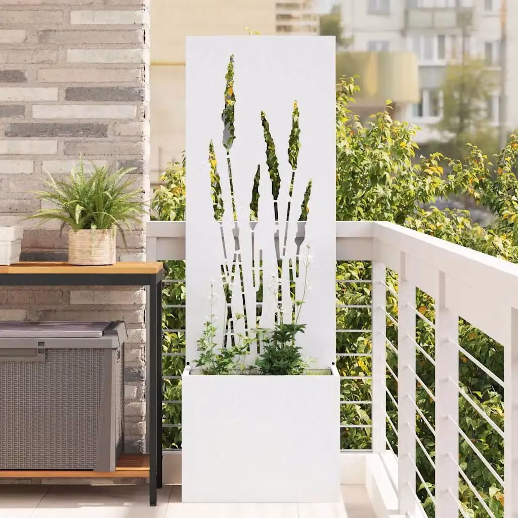 Paravent per privacy in giardino vidaXL in acciaio bianco, L/P/H: 50 x 32 x 150 cm