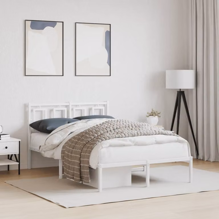 vidaXL Giroletto con Testiera in Metallo Bianco L/P/H: 120 x 200 cm