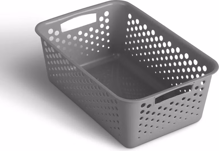 Cestino portaoggetti 5L con manici - Senza BPA - Organizzatore ( 30 x 20 x 11 cm / antracite ) - Cestino per bagno cucina camera da letto, cestino per la casa