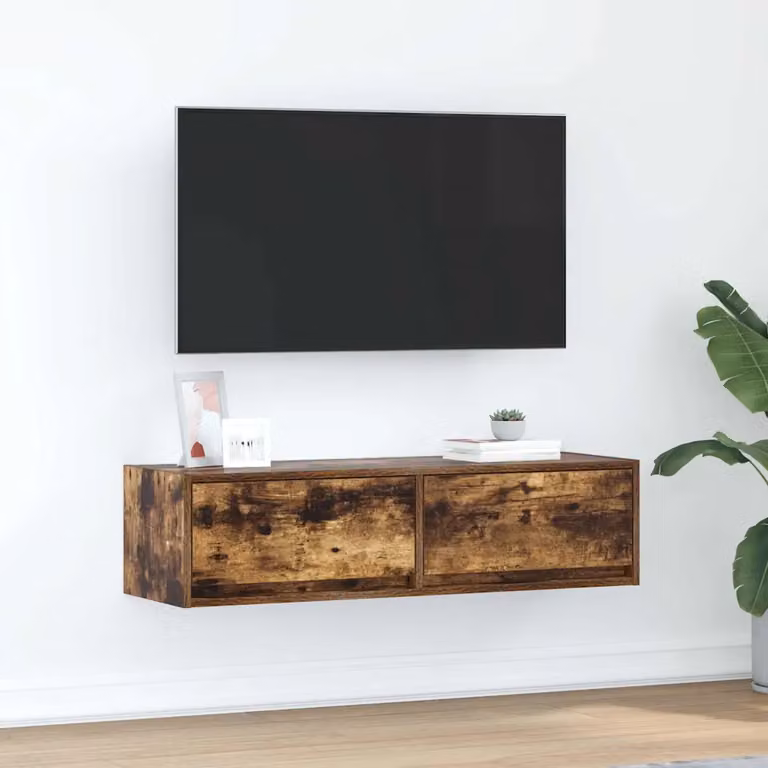 Mobile TV vidaXL in Rovere fumo, Legno ingegnerizzato, L 100 x P 31 x H 25,5 cm