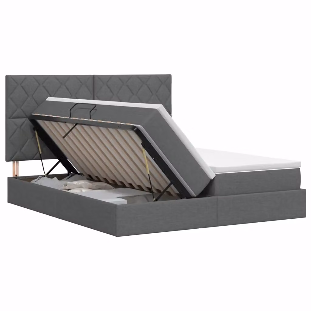 Letto con Contenitore Moderno vidaXL in Tessuto Grigio L/P/H: 200 x 200 x 140 cm – 2