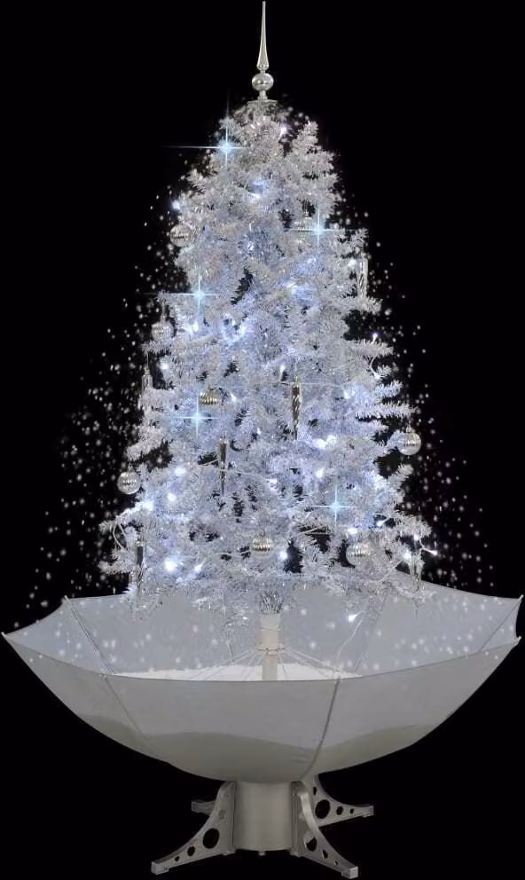 Maison Exclusive - Albero di Natale innevato con base a ombrello, bianco, 170 cm