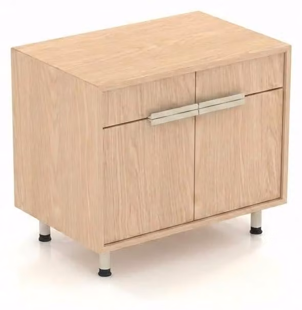 Comodino beige elegante, design compatto, in legno